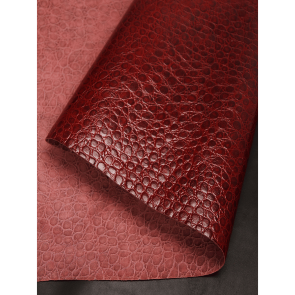 Burgunder Croco-Leder, 1.8 m², 1.5-1.8 mm, Kalbsleder - Image 2